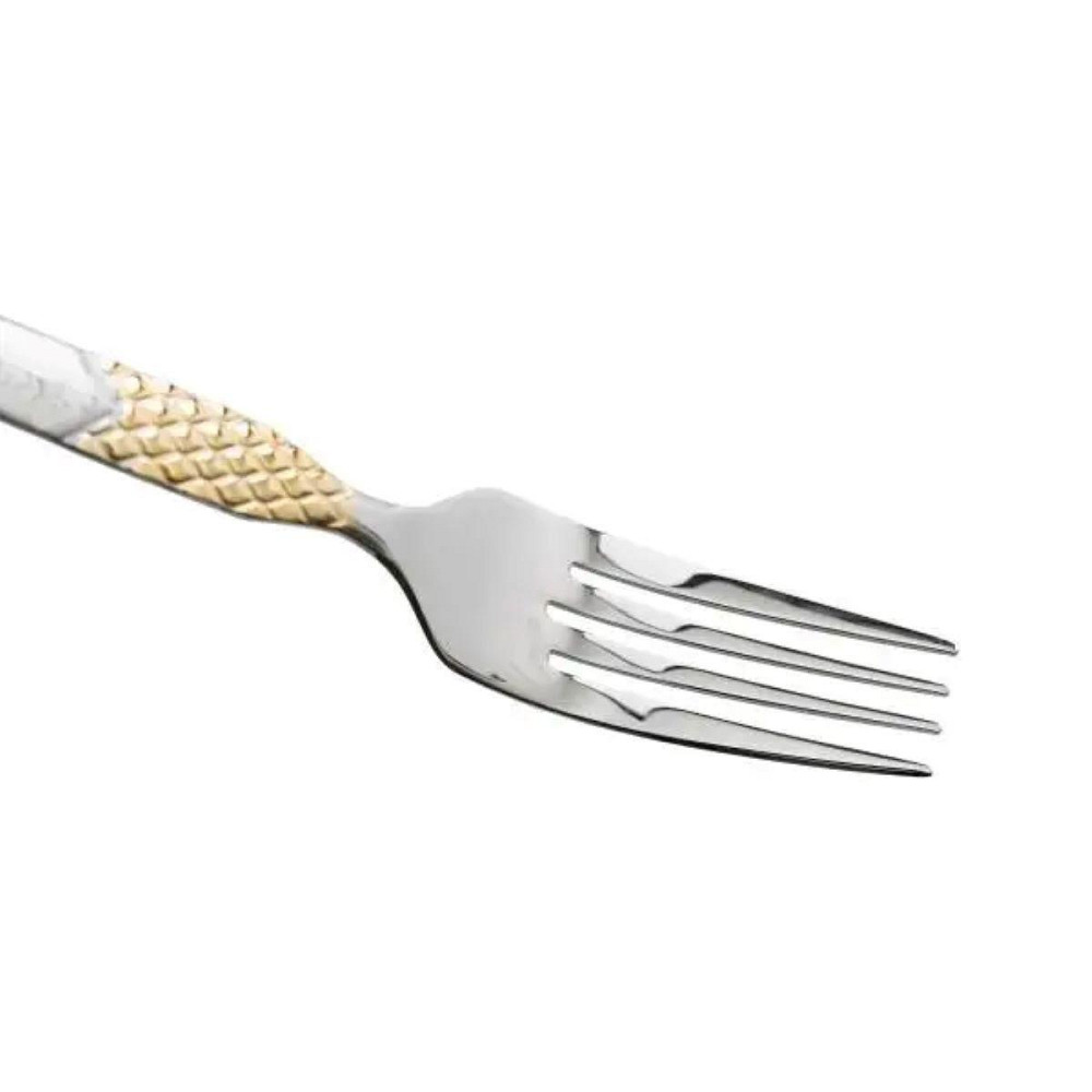 Набор столовых вилок 6 штук вилка из нержавеющей стали 21 см Серебро с золотом HP-20-38 Киев - изображение 3