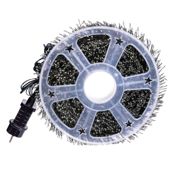 Новорічна гірлянда кімнатна роса Хвойна лапа 50 м 1500 LED зелений провід Біле сяйво D1500L50MGW Київ