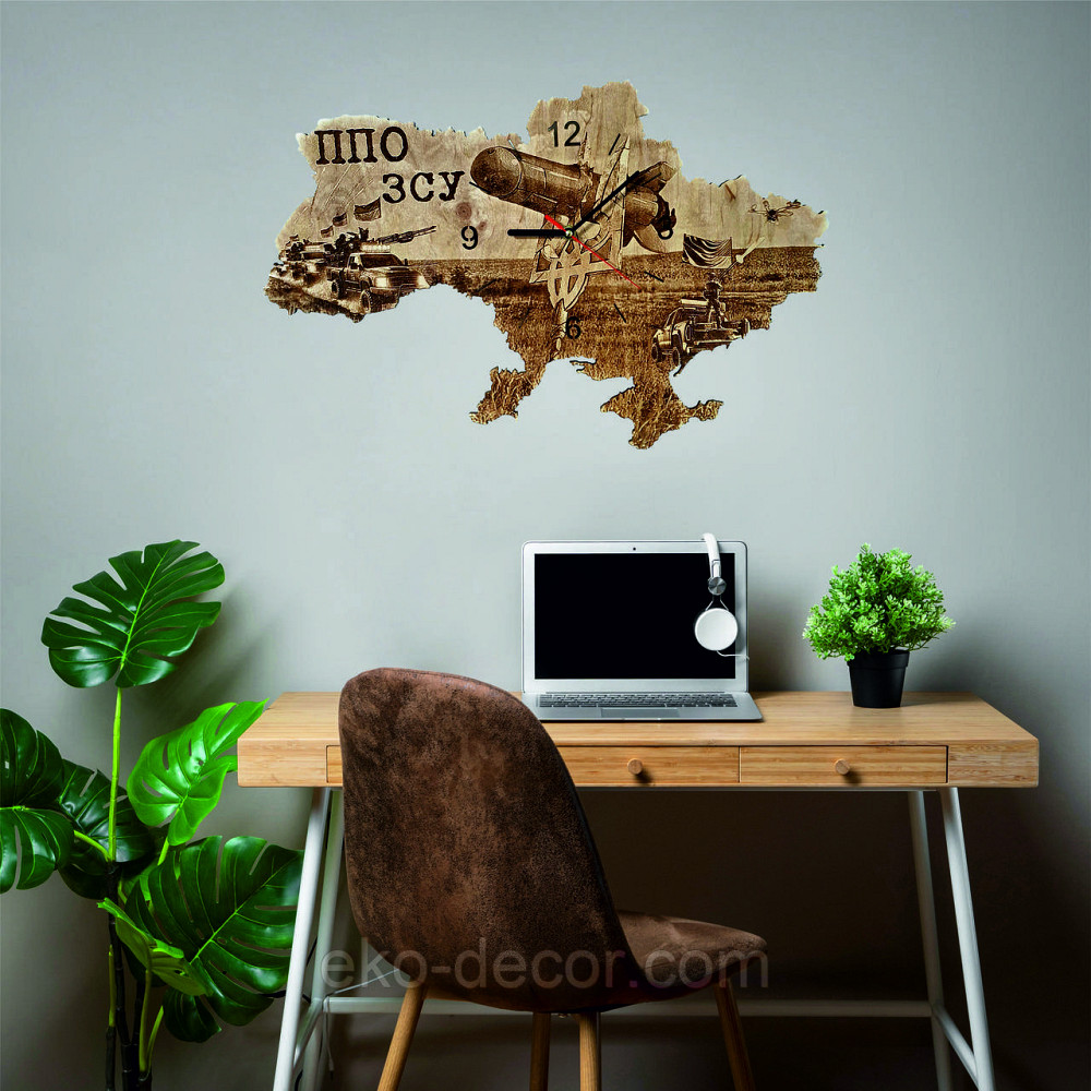 Дерев'яний настінний годинник "ПВО України" 60*40 см Київ - фото 5