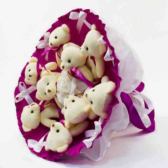 Букет из игрушек Мишки фуксия 5351IT с 9ю игрушками Винница