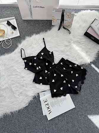 Женская базовая повседневная домашняя шелковая пижама с кружевом Одесса