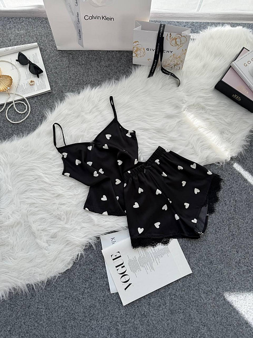 Жіноча базова повсякденна домашня шовкова піжама з мереживом Одеса - фото 4