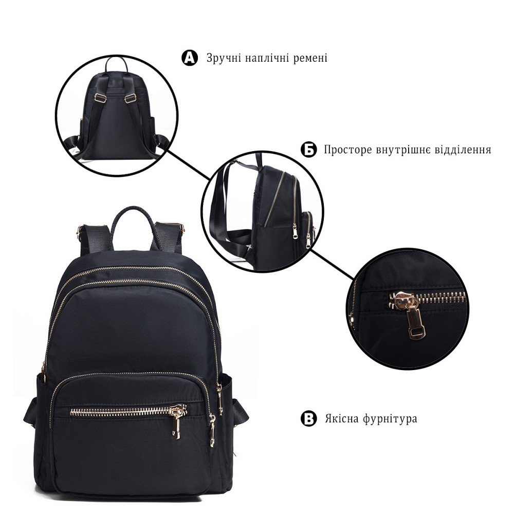 Рюкзак женский нейлоновый Vintage 14805 Черный Киев - изображение 4