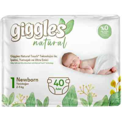 Підгузки Giggles Natural 1 Newborn 2-5 кг 40 шт (8680131206377) Вінниця