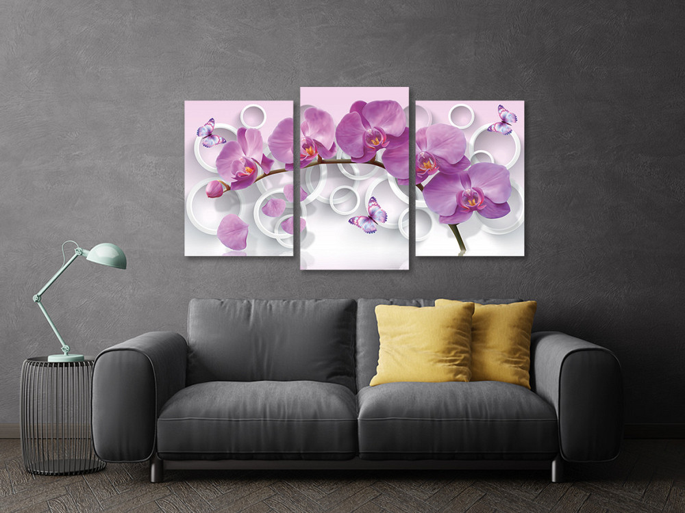 Модульная картина в гостиную / спальню Орхідея з метеликами Art-606_3 100x150 см Киев - изображение 3