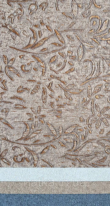 Шпалери вінілові на флізеліні Marburg Aura метрові маленькі квіти золотисті на коричневому структурні Київ - фото 4