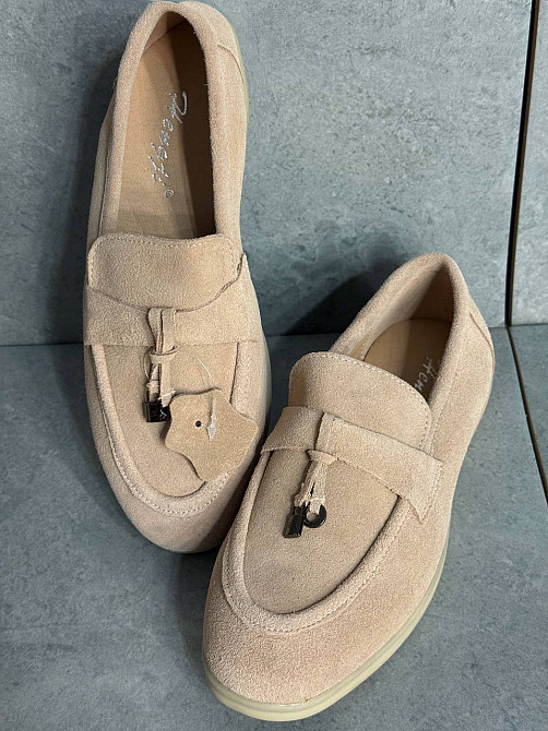 Туфли женские Hengji 336-5 замшевые лоферы с фурнитурой бежевые, 39, 25 см Киев - изображение 4