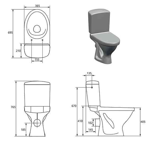 Компакт Cersanit 839 ЕKO II SIMPLEON 031 із сидінням поліпропілен метал кріплення (UA) Київ