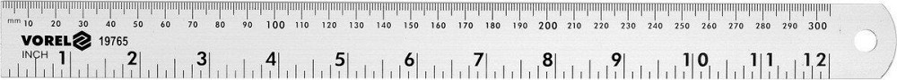Лінійка алюмінієва VOREL, l= 300 мм, w= 28 мм з дюймовою і метричною шкалами [20/120] Одеса - фото 1