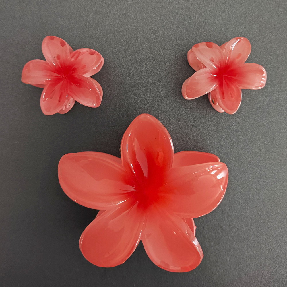 Комплект заколок квітка 3 шт. (червоний/теракотовий) Сміла - фото 1