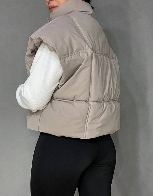 Жилетка жіноча HAIZIYUAN 535 укорочена широка оверсайз спущене плече бежева, бежевий, XL Київ - фото 3