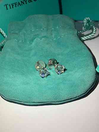 Серьги гвоздики Тиффани Tiffany, серебро 925 пробы / мешочек Тиффани Одесса