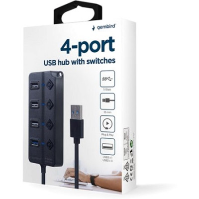 Концентратор Gembird 4 ports (1xUSB3.1+3xUSB2.0) switch black (UHB-U3P1U2P3P-01) Вінниця - фото 6