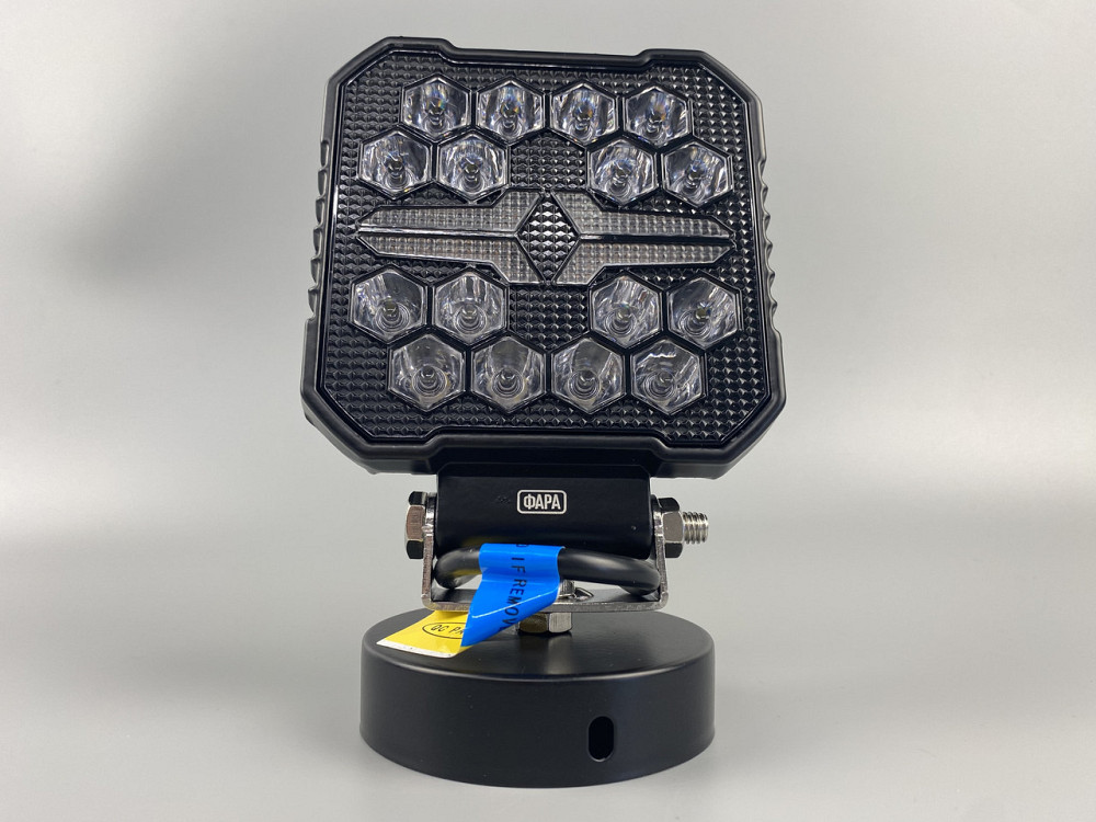 Фара LED квадратна 16 Led chip 12/24V. Широкий промінь + DRL світло + стробоскоп, світло 6500 К, IP67 Мукачево - фото 3