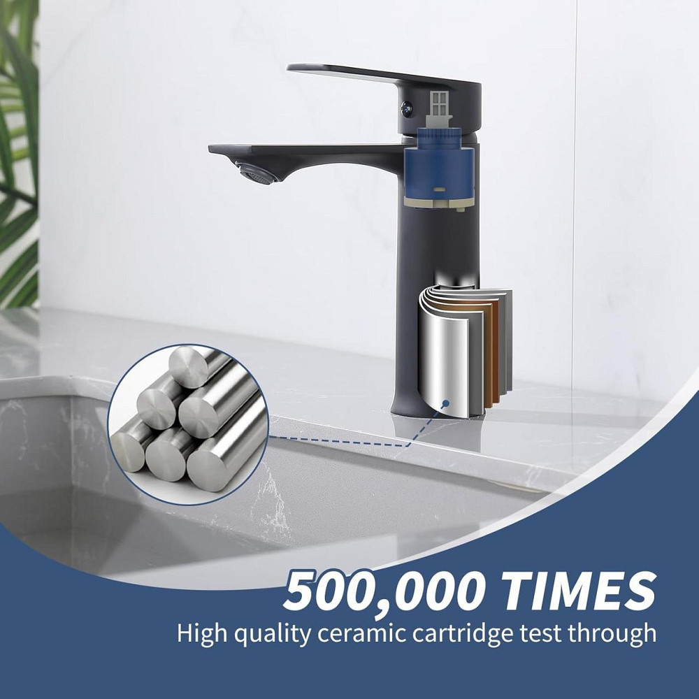 Змішувач для ванни HOMELODY E44022000 Чорний матовий одноважільний для раковини та ванни латунь регулювання потоку Київ - фото 9