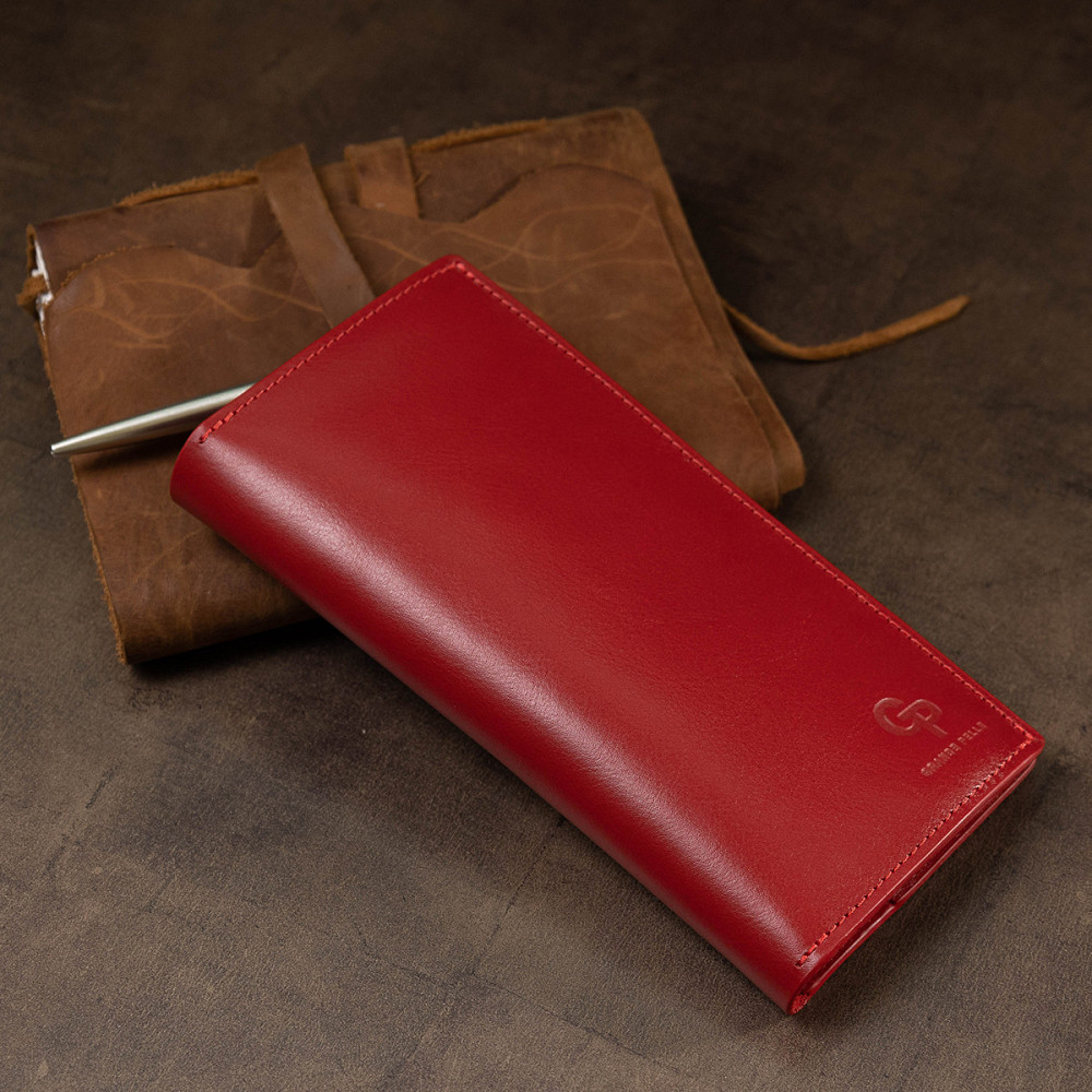 Вертикальне жіноче портмоне GRANDE PELLE 11555 Червоний Київ - фото 9