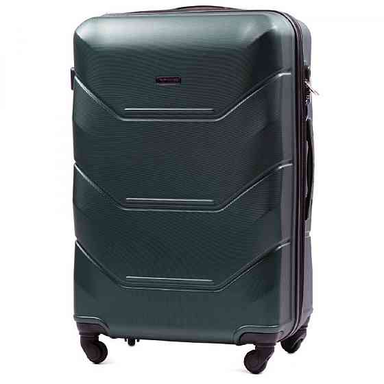 Валіза пластикова WINGS 147 велика 75 см темно-зелена Київ