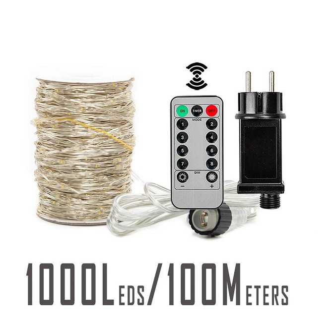 Гірлянда роса 150 метрів гірлянда капля роси з режимами 1500 лед Niki Light гірлянда на пульті вулична гірлянда 220в  біла Київ - фото 7