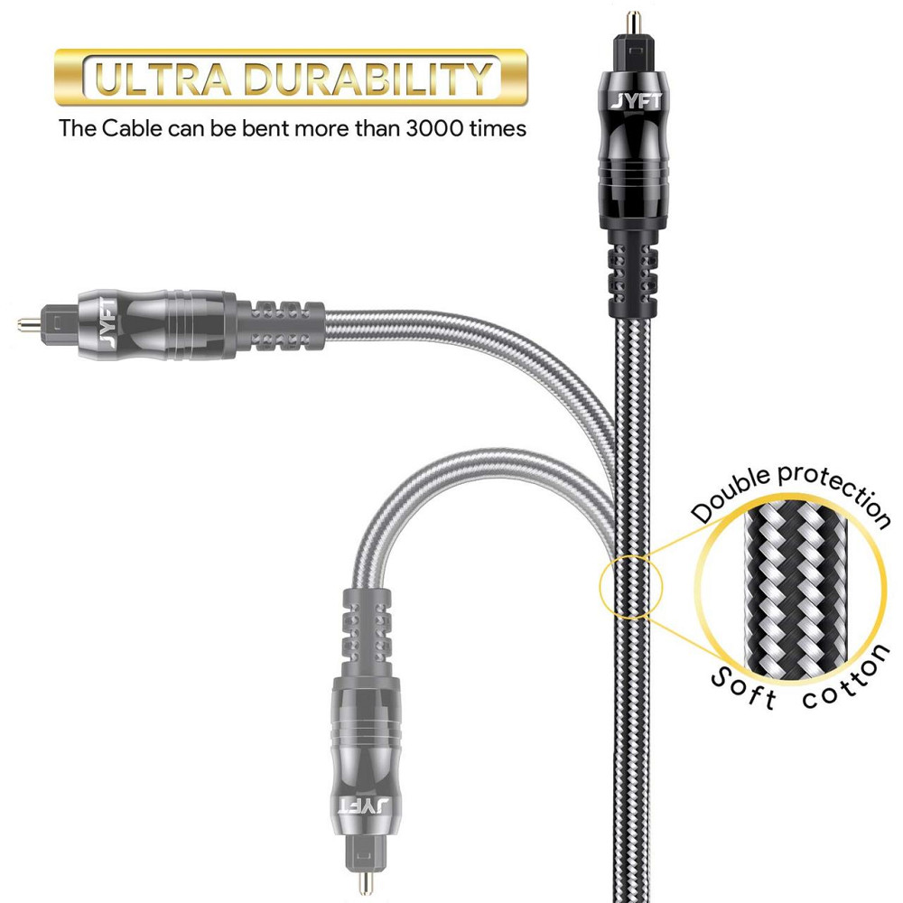 Оптичний аудіокабель JYFT Toslink SPDIF 1.8м, кабель для ТВ, PS4, Xbox, Soundbar, Dolby Digital 5.1 Київ - фото 5