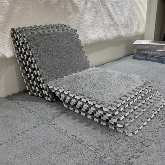 Килимок-пазл з плюшевим покриттям, термоковрик м'який з ворсом 10 пазлів 50х50 см,товщина 1 см, площа покриття 2,5 м², темно-сірий Кам'янець-Подільський