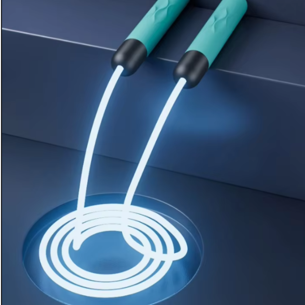 Скакалка светодиодная 2.8 м светящаяся для детей и взрослых с LED-подсветкой для занятий спортом голубая Каменец-Подольский - изображение 6