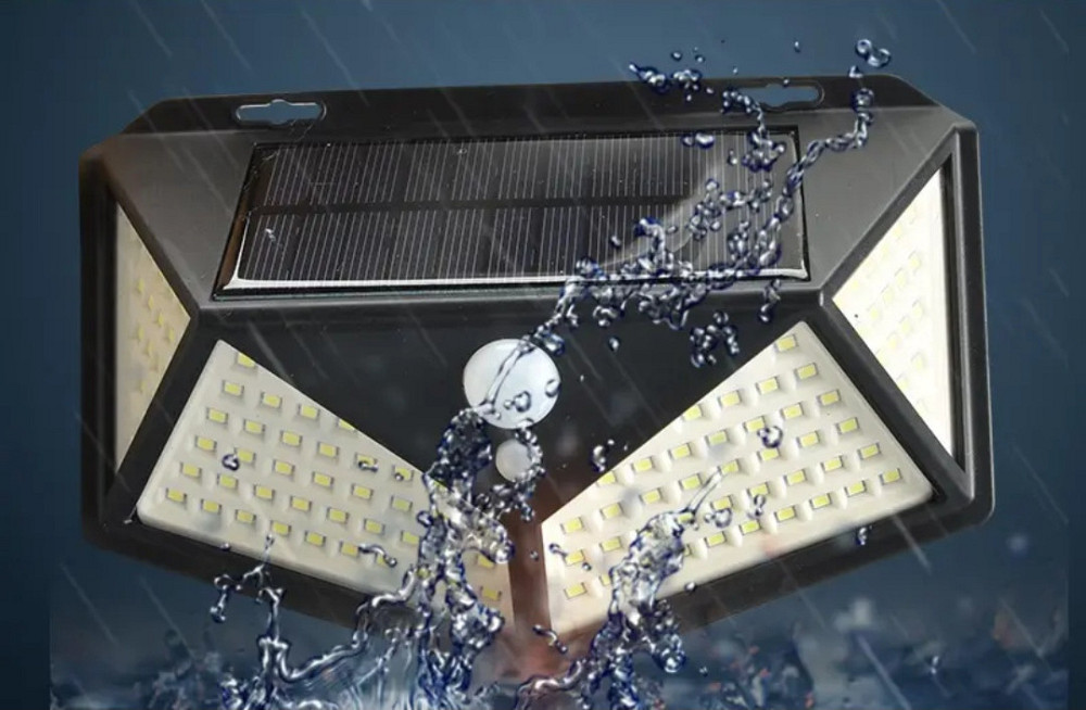 Солнечная лампа настенная с датчиком движения влагозащищенная аккумуляторная 13 на 9,5 см черный Киев - изображение 4