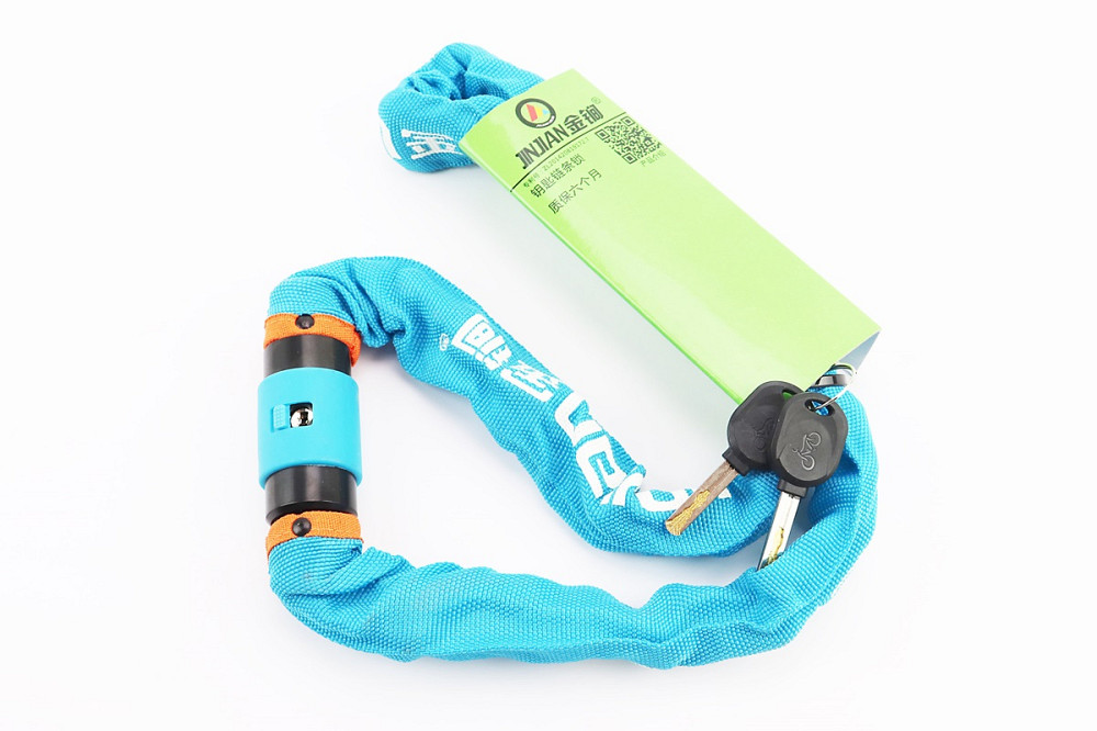 Замок протиугінний ланцюговий 1000х6мм під ключ, блакитний 605 Київ - фото 1