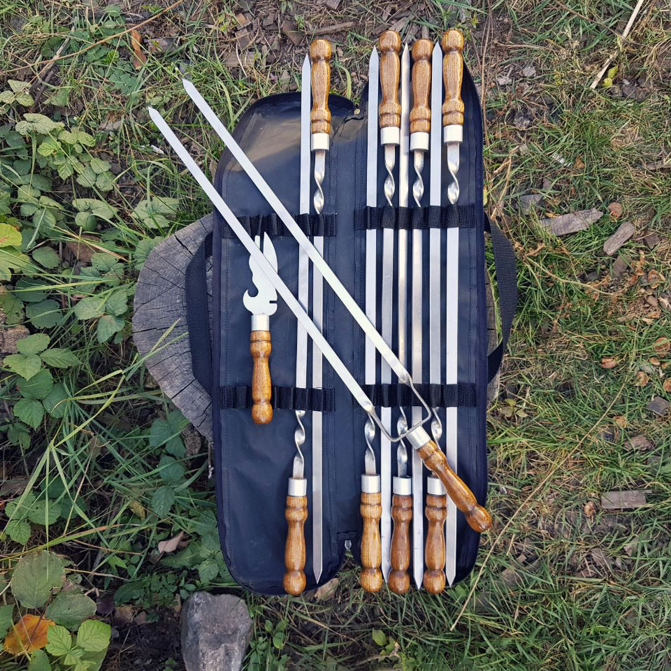 Набір шампурів преміум з дерев’яною ручкою 6 | 8 | 10 | 12 шампурів + чохол 10 Київ - фото 4