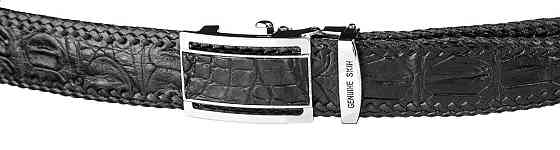 Ремінь-автомат CROCODILE LEATHER 18010 з натуральної шкіри крокодила Чорний Київ