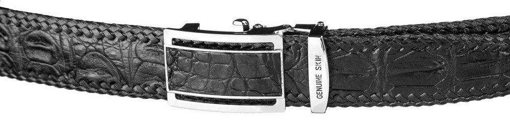 Ремінь-автомат CROCODILE LEATHER 18010 з натуральної шкіри крокодила Чорний Київ - фото 5