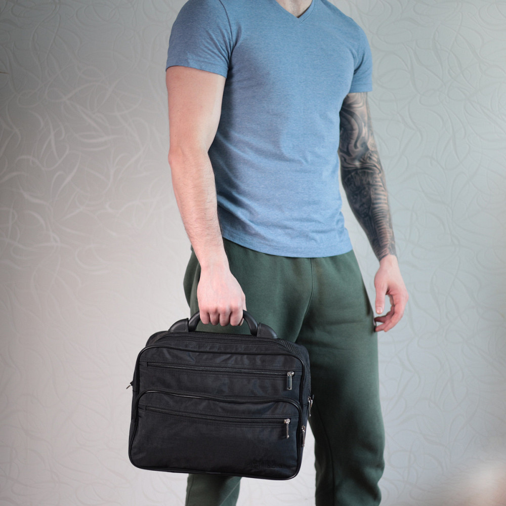 Мужская сумка с надежной пластиковой ручкой из полиэстера FABRA 22587 Черный Киев - изображение 3