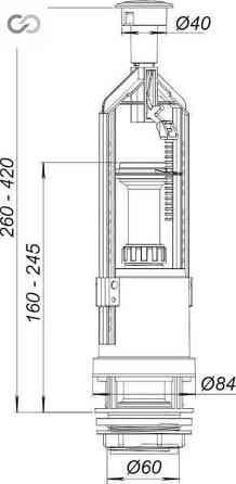 Арматура для бака выпускная кнопка АС-04 SoloPlast Харьков