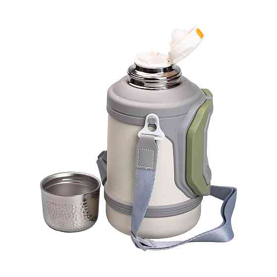 Yiwu Термос Vacuum Cup 1.5 літра з ремінцем і складною ручкою білий HP-14-21W Киев