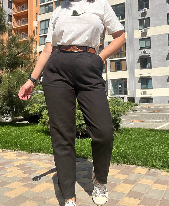 Джинси жіночі Mix Ray 3657 МОМ резинка на талії ремінь коттон, чорний, S, S, 75 см, 102 см Київ - фото 9