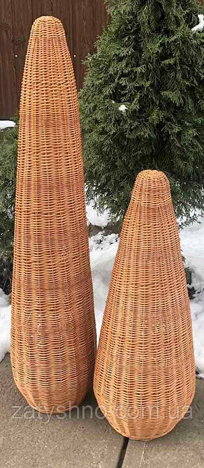 Плетена люстра конусна висока з натуральної лози Київ - фото 3