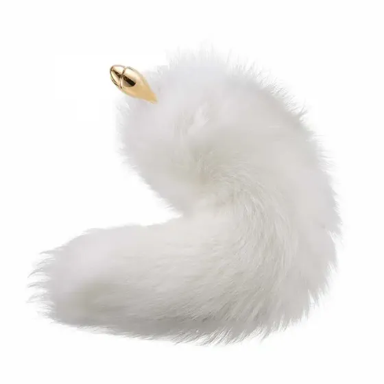 Металева анальна пробка Лисячий хвіст LOCKINK SEVANDA White Fox-Tail Anal Rose-shape Plug Львів