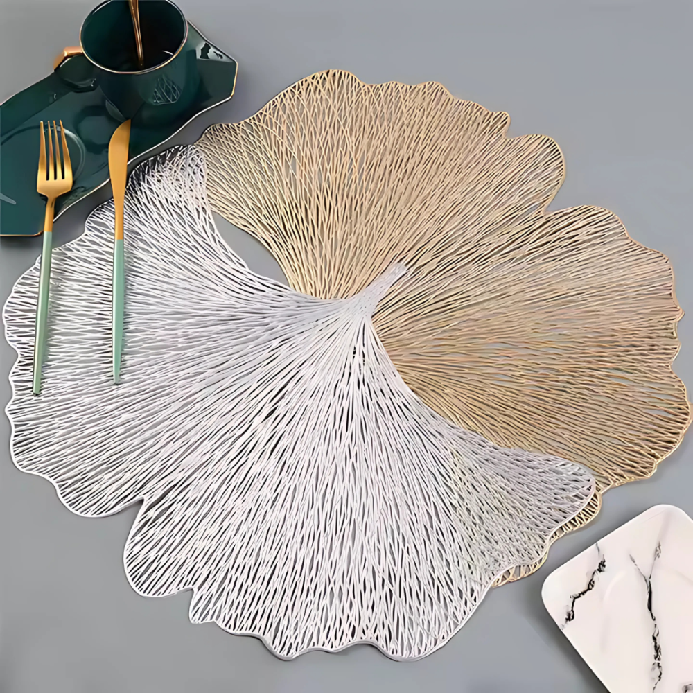 Сервировочная салфетка фигурная под горячее, коврик сервировочный серебристый набор 2 шт, в виде листа гинкго Каменец-Подольский - изображение 5