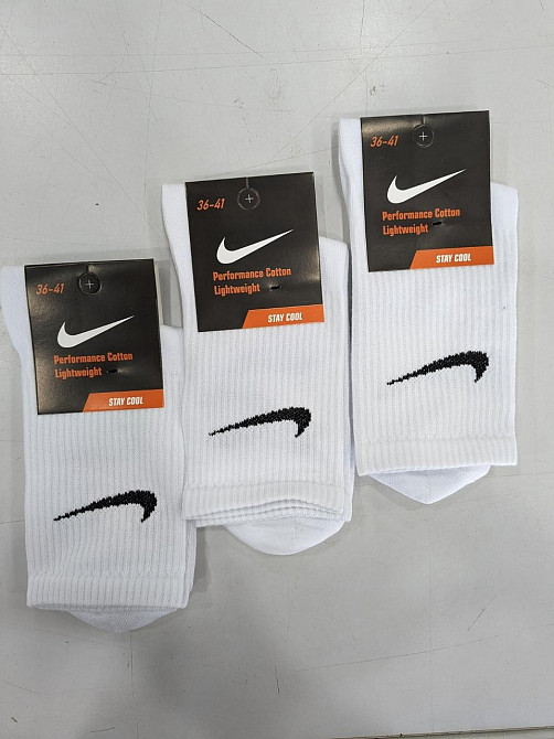 Набор высоких белых мужских хлопковых носков 12 штук Nike socks 12GQ 36-41 Киев - изображение 3