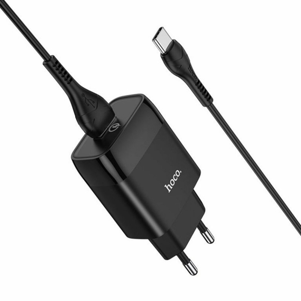 Мережевий зарядний пристрій HOCO C72Q Glorious single port QC3.0 charger set(Type-C)  Black Київ - фото 2