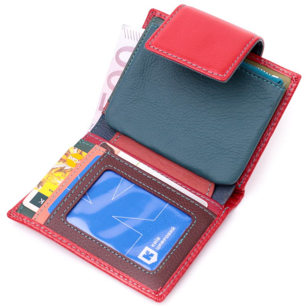 Яркий кожаный кошелек для женщин с интересной монетницей ST Leather 19448 Красный Киев - изображение 6