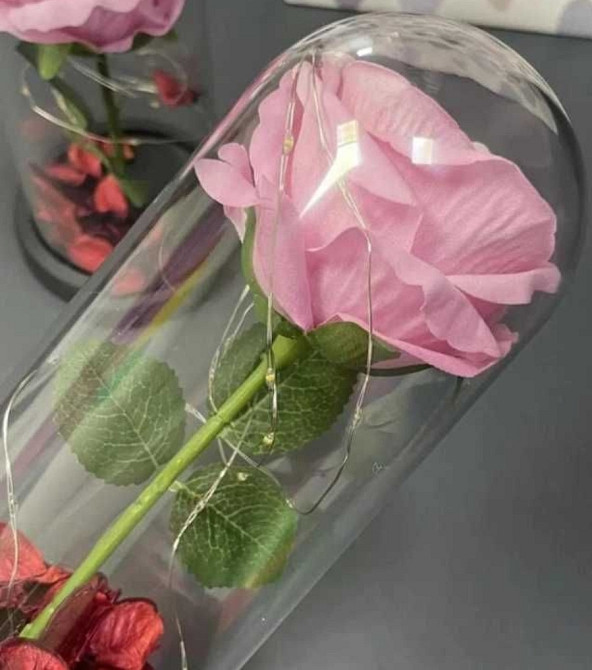 Вічна троянда в колбі з LED-підсвіткою Нічник Світильник Ночник Роза. Харків - фото 4