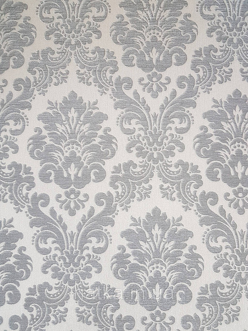 Шпалери вінілові на флізеліні Rasch Trianon Xlll 0.53х10 класика структурні вензель розетки чорні на бежевому Київ - фото 1