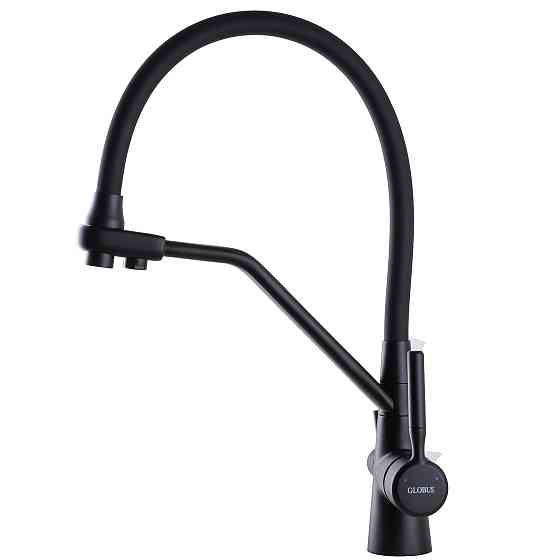 Змішувач для кухні під осмос Globus Lux GLLR-0800-10-01 гофрований  на гайці латунь, Чорний-Чорн Луцк