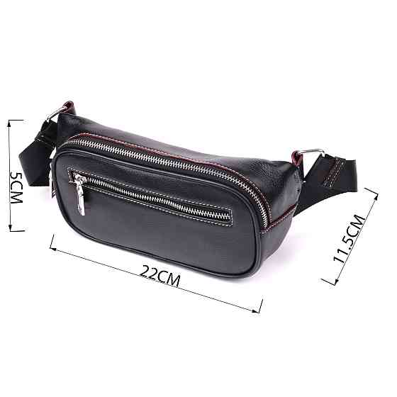 Стильная мужская бананки из мягкой натуральной кожи Vintage sale_15116 Черный Киев