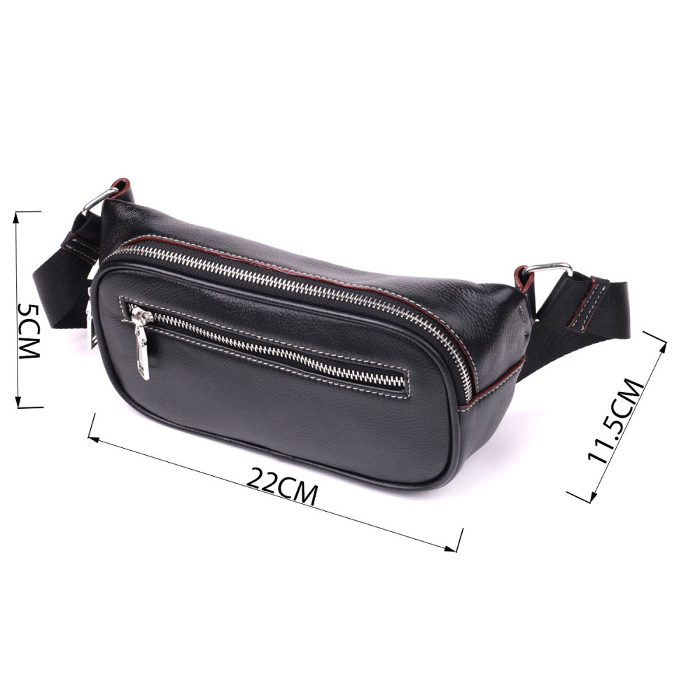 Стильная мужская бананки из мягкой натуральной кожи Vintage sale_15116 Черный Киев - изображение 3