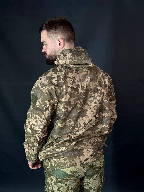 Тактична куртка піксель ріп-стоп чоловіча з капюшоном, поліестером, сіткою, водозахисна Львів - фото 3