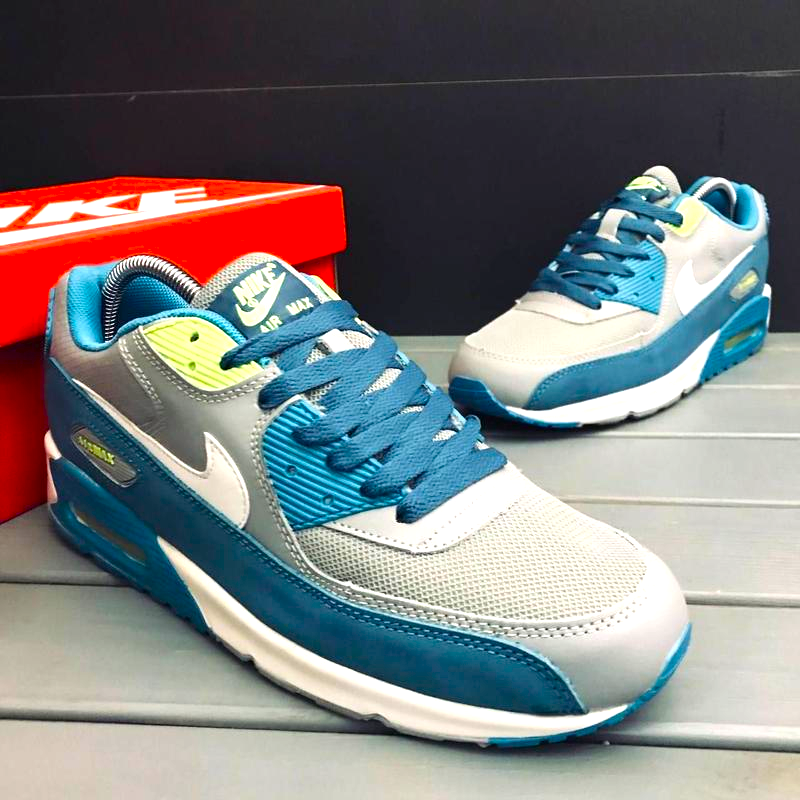 Мужские Серые Кроссовки Nike Air Max 90 Синие Найк (размеры: 42,43,44,45,46) Видео Обзор Днепр - изображение 8