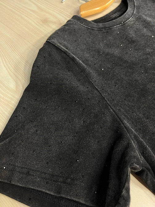 Футболка женская A-N 2668 вареная тай дай оверсайз с камешками черная, черный, one size Киев - изображение 13