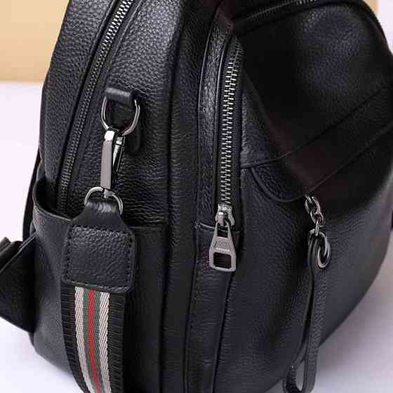 Жіноча шкіряна сумка наплічна міська 21х28х13, рюкзак для кожного дня, чорни Київ