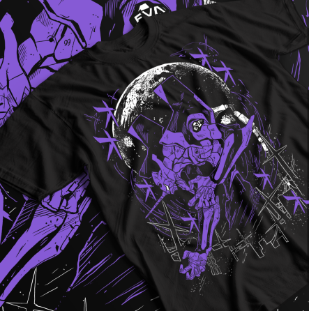 Футболка з аніме принтом Євангеліон оверсайз (S/M/L) Чорний AnimeJ0575 Дніпро